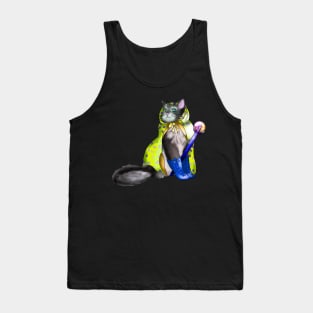 Pretty cat sorcerer in blue boots with a magic staff Tank Top